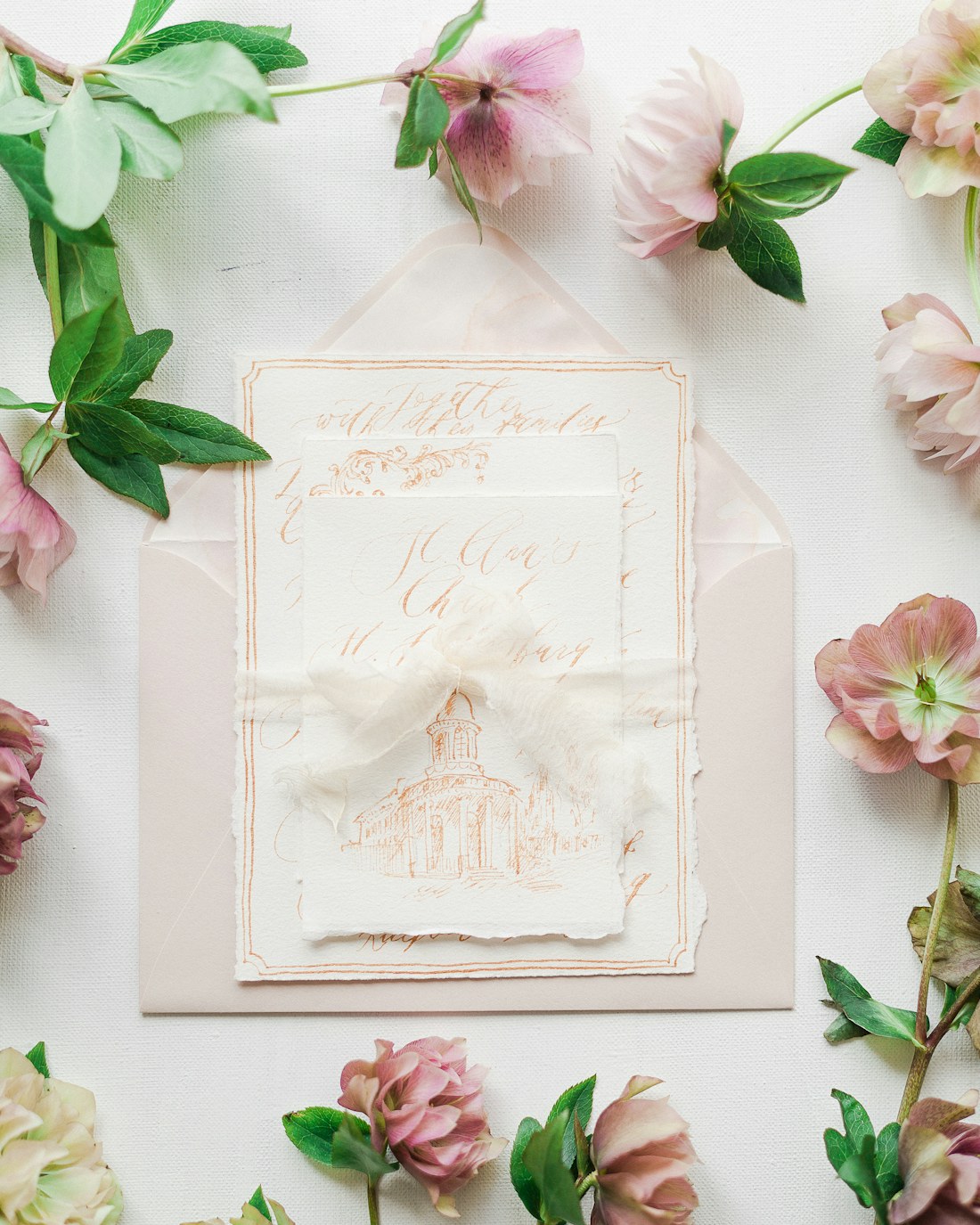 Blush & Gold Wedding Invitation